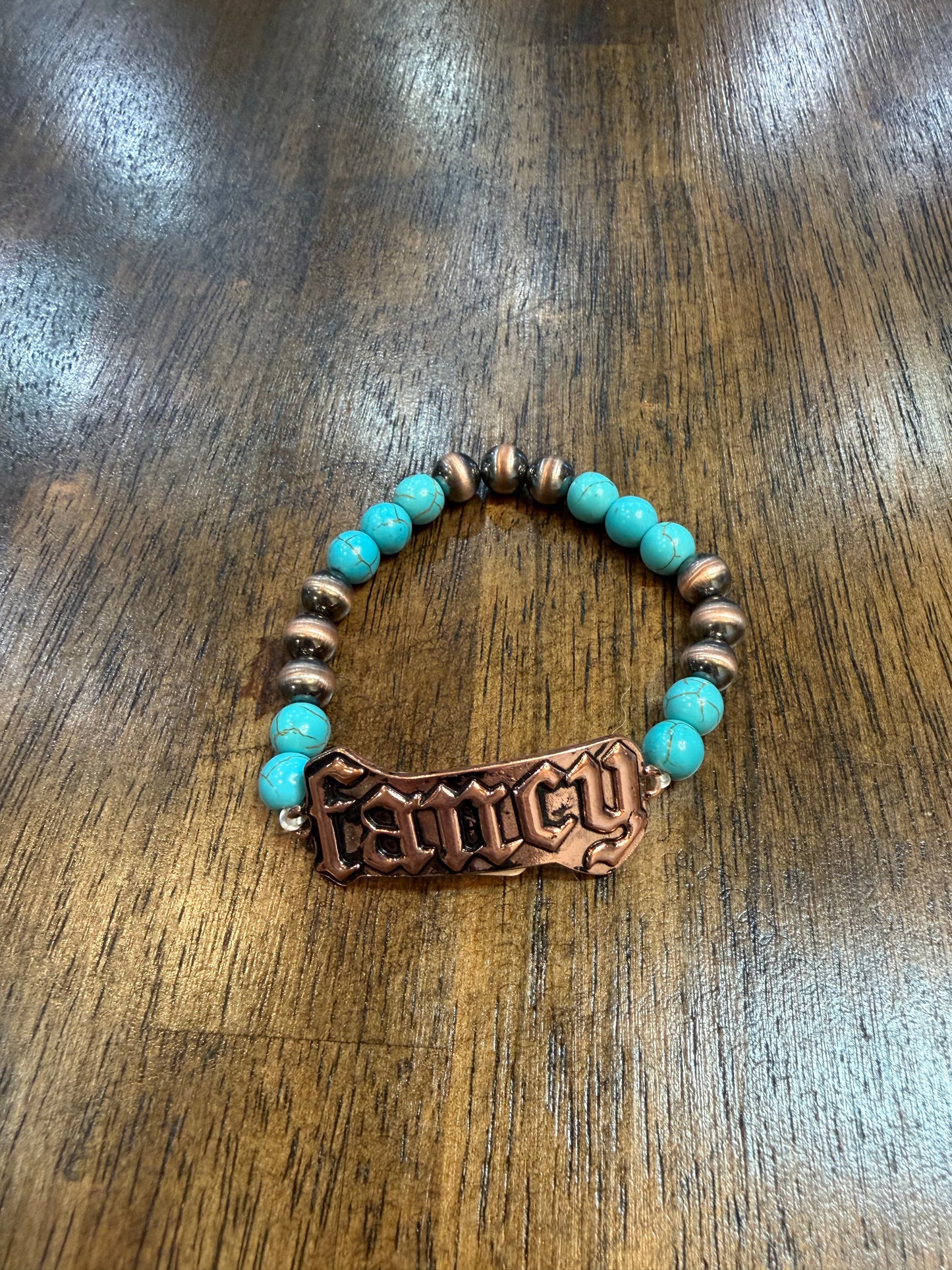 Fancy Turquoise and Copper Stretch Bracelet