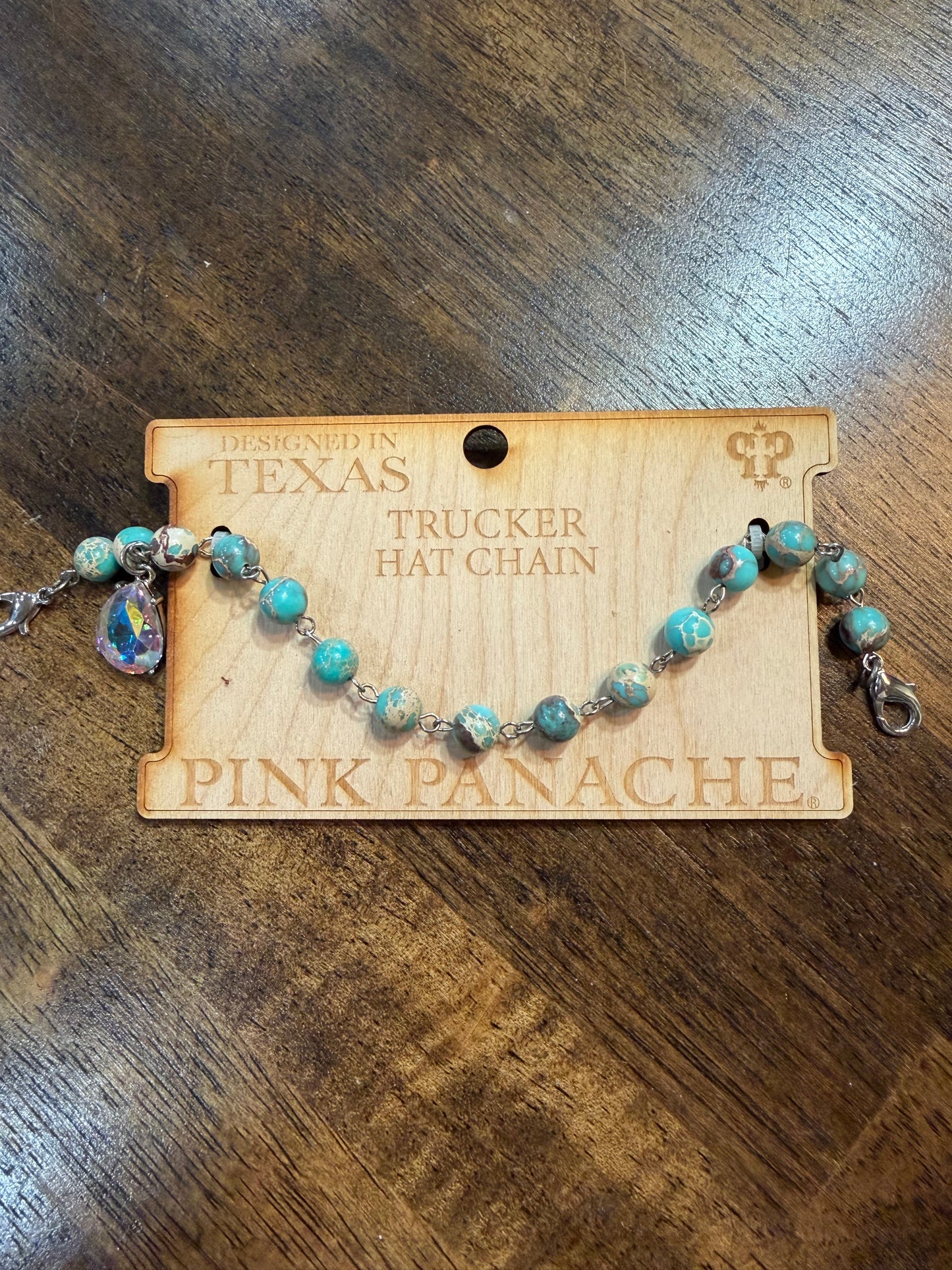 Pink Panache Turquoise Trucker Hat Chain with Bling Charm