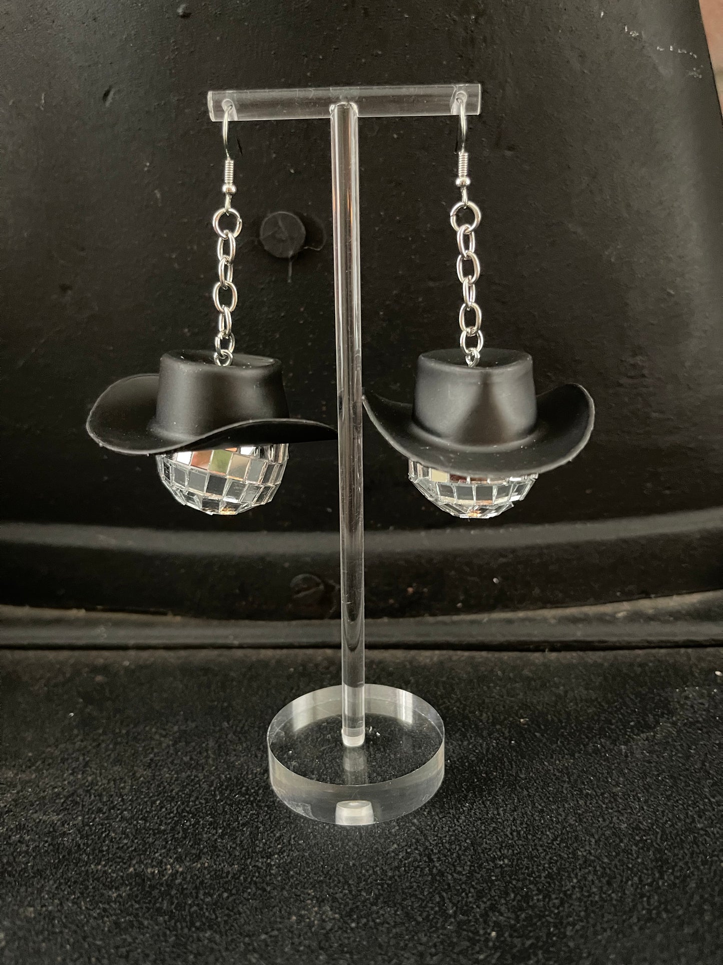 Disco Ball Cowboy Hat Earrings