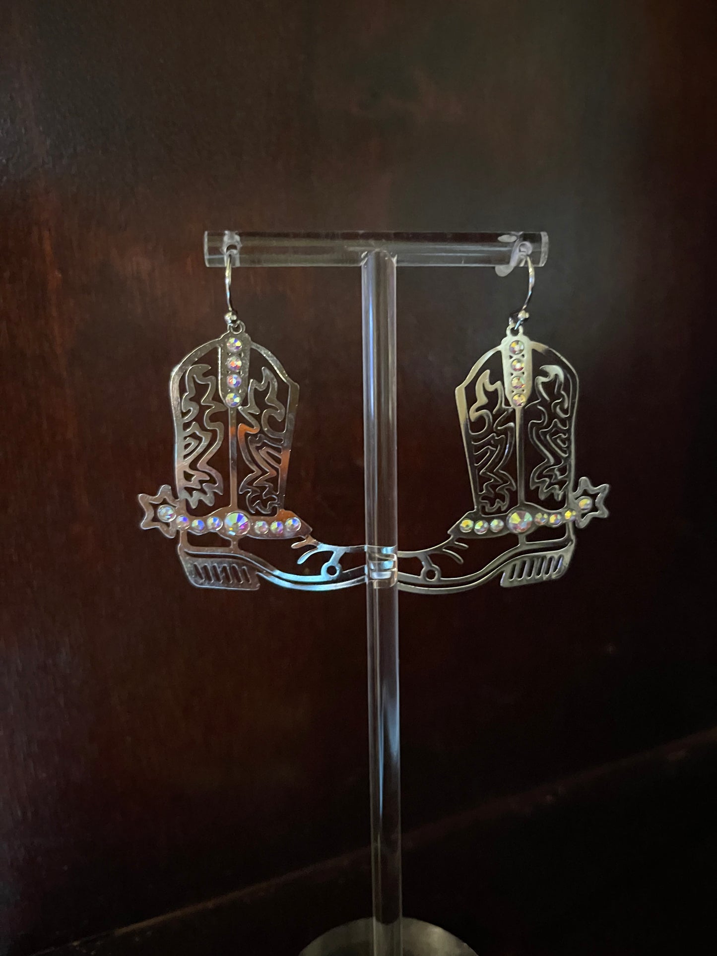 Cowboy Boot Metal Earring with Bling