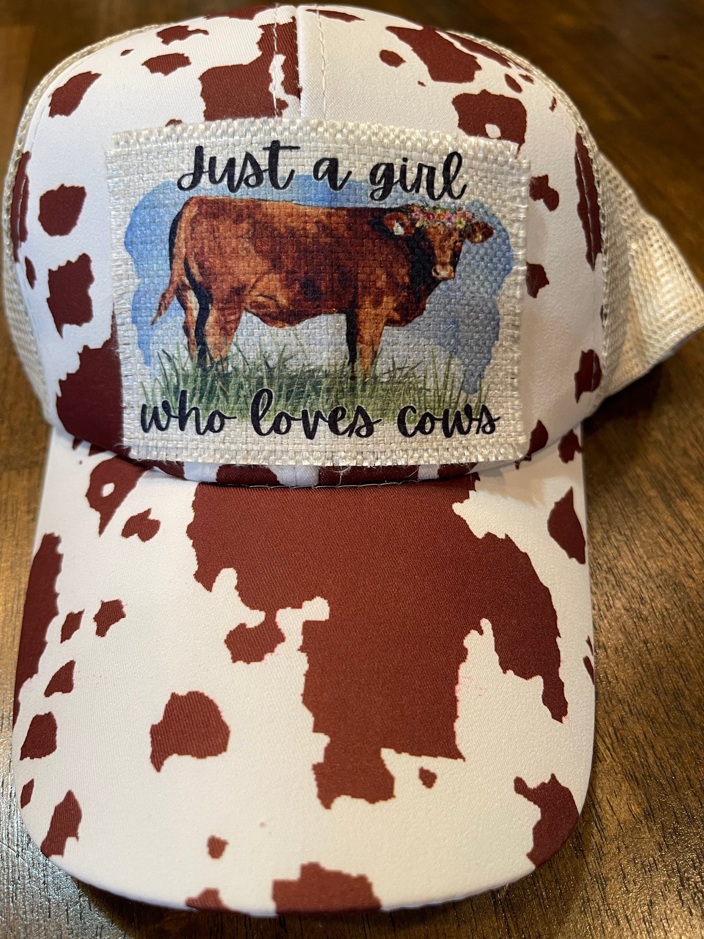 Just a Girl Who Loves Cows Ponytail Cap
