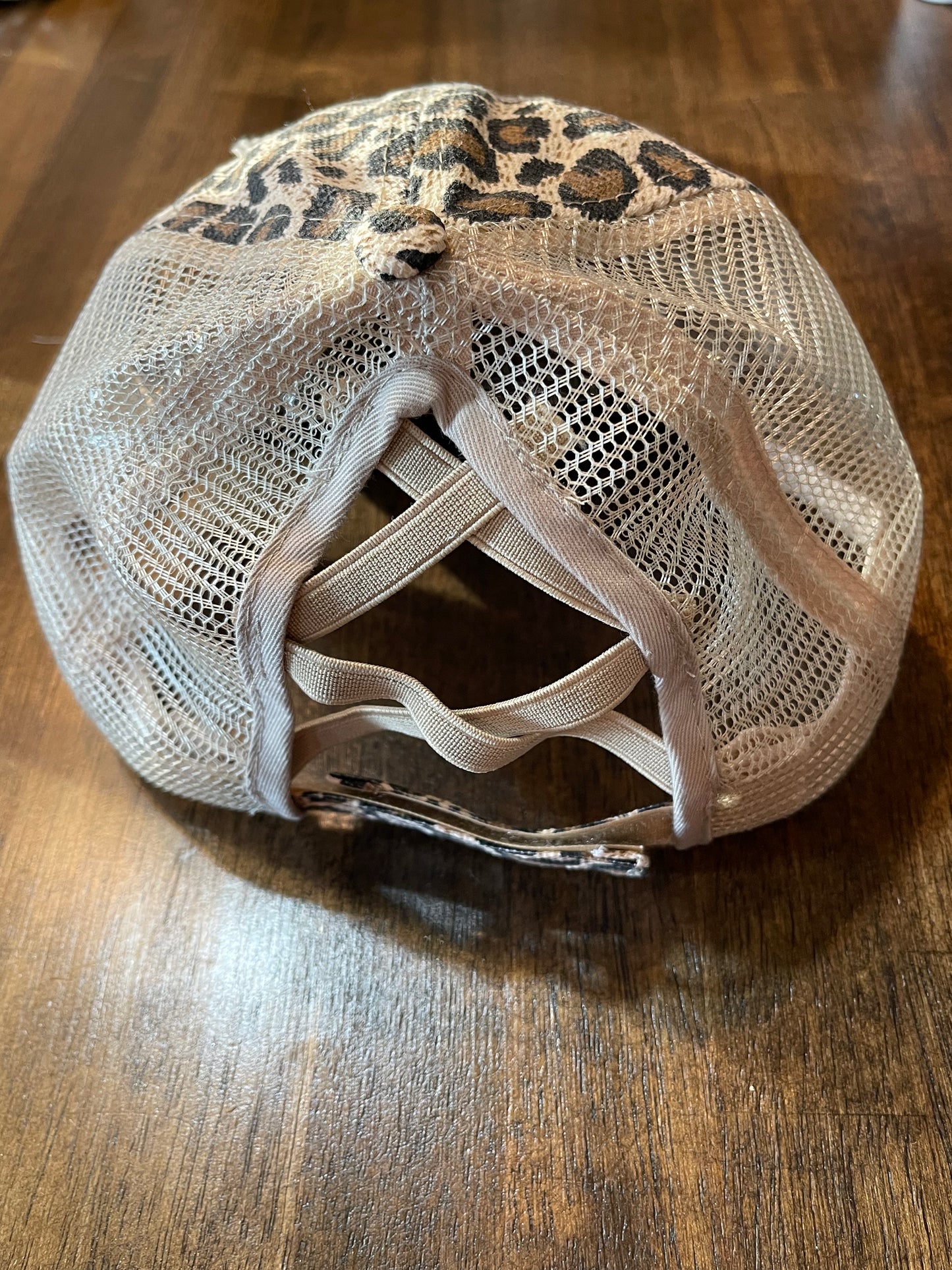 Baseball Game Day Vibes Leopard Ponytail Cap