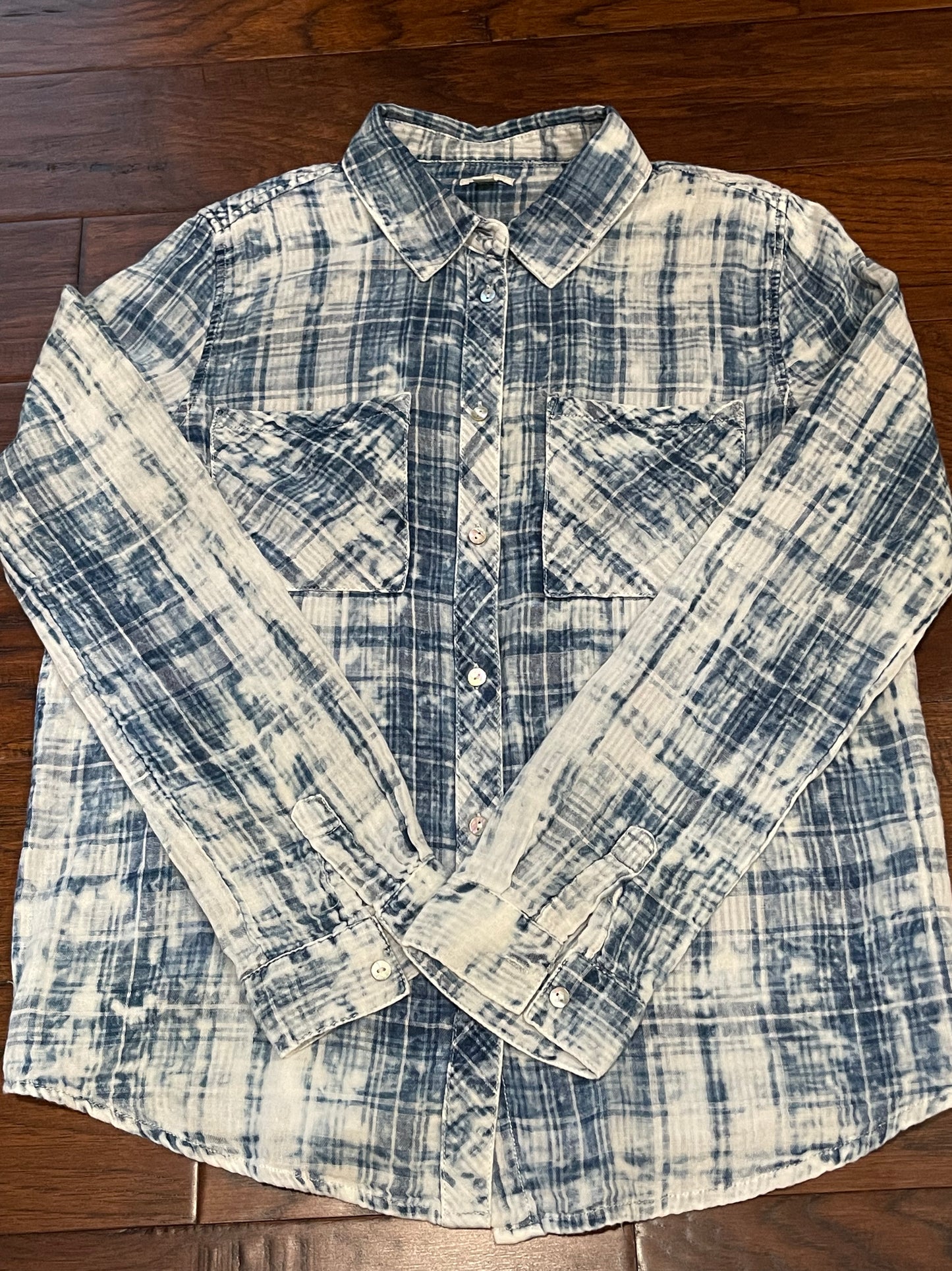 Blue Bleached Plaid Small Kansas Jayhawks