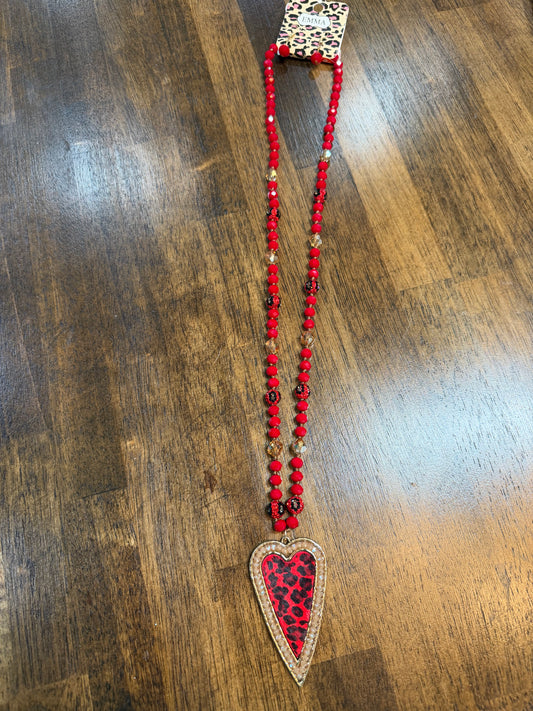 Beaded Heart Necklace Set