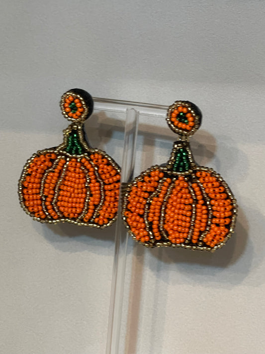 Beaded Pumpkin Earrings