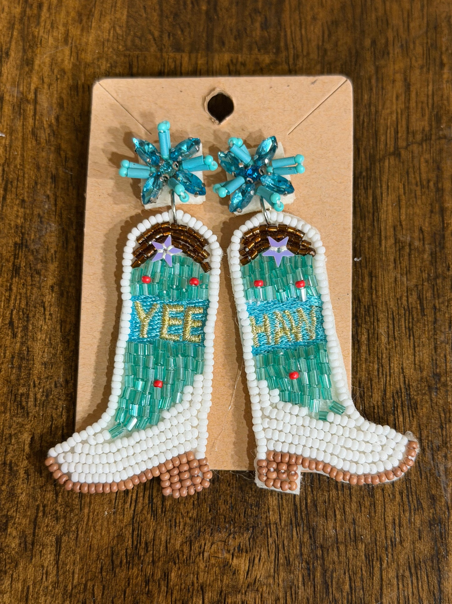 Yee Haw Turquoise Boots Beaded Earring