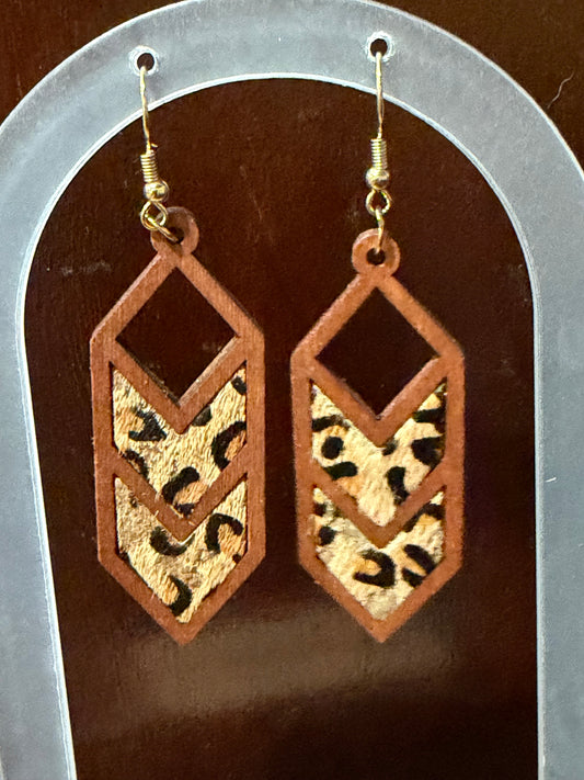 Leopard Wood Earrings