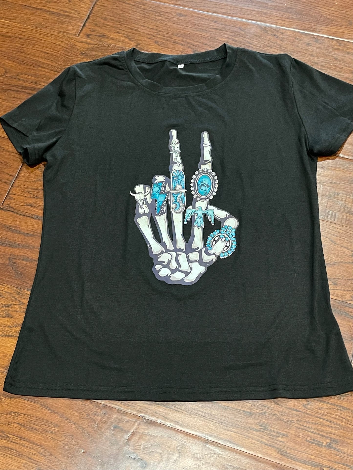 Skeleton Hand with Turquoise Tee