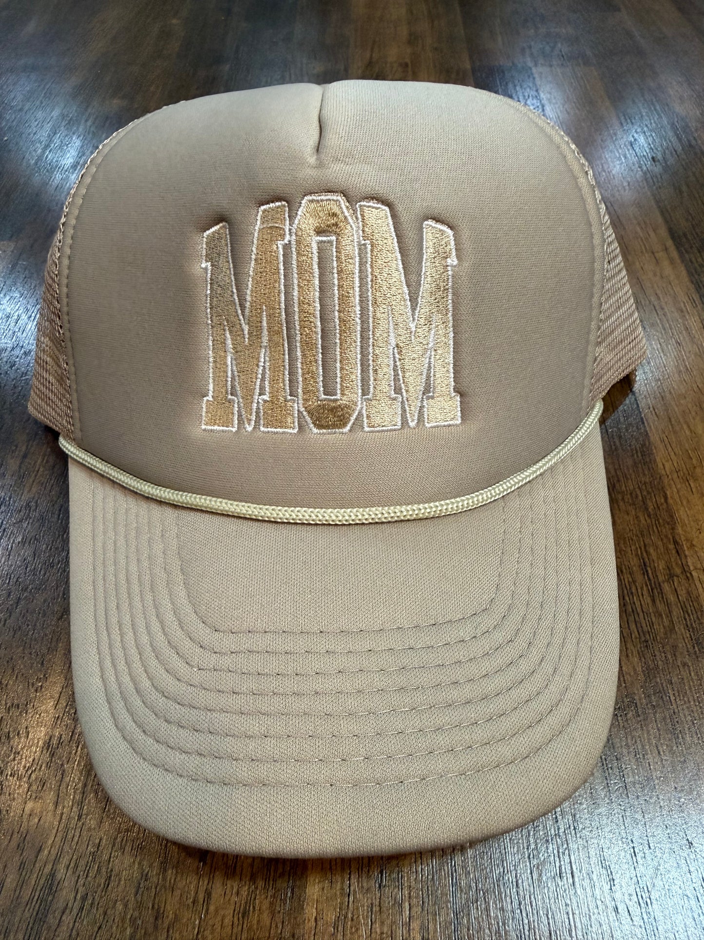 Mom Tan Embroidered Trucker Cap
