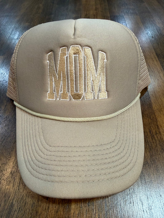 Mom Tan Embroidered Trucker Cap