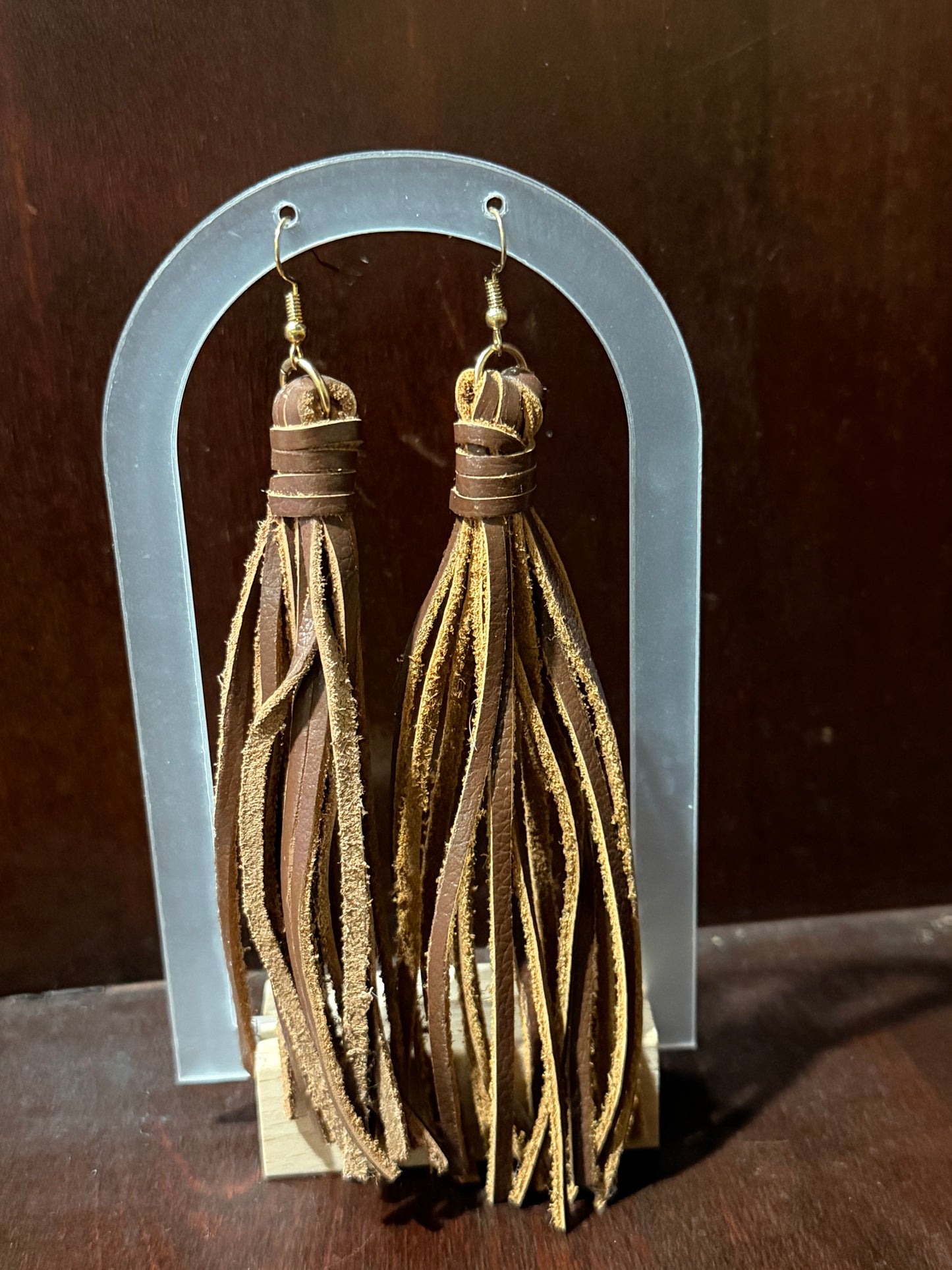 Ashlynn Rose Brown Leather Earrings