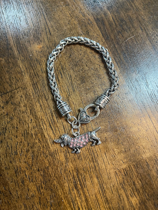 Dachshund Pink Charm Bracelet
