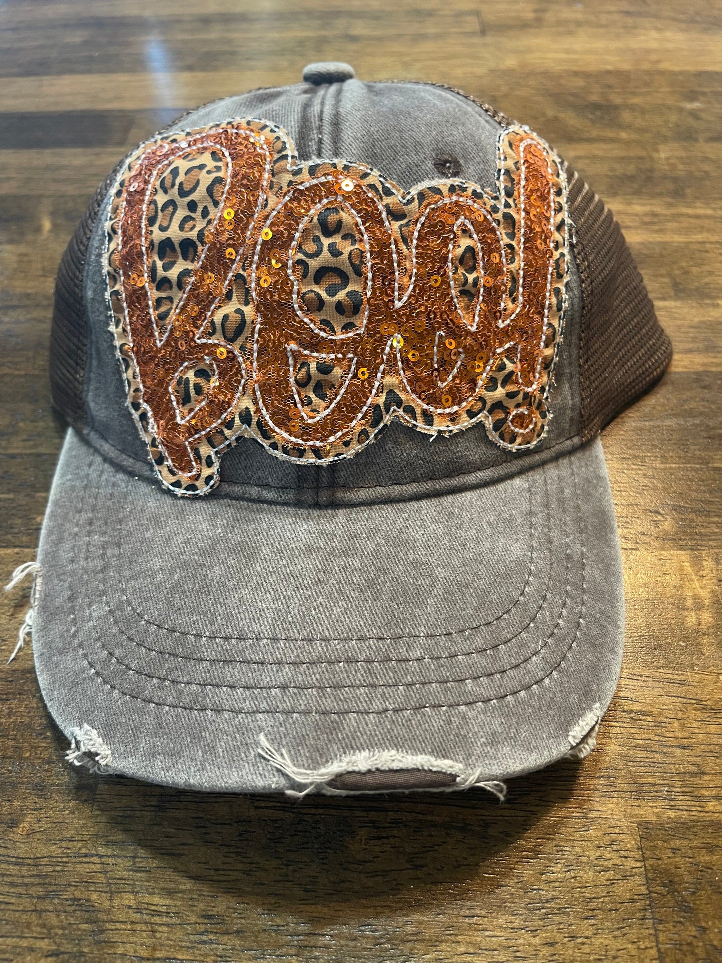 Brown Distressed Boo Trucker Cap