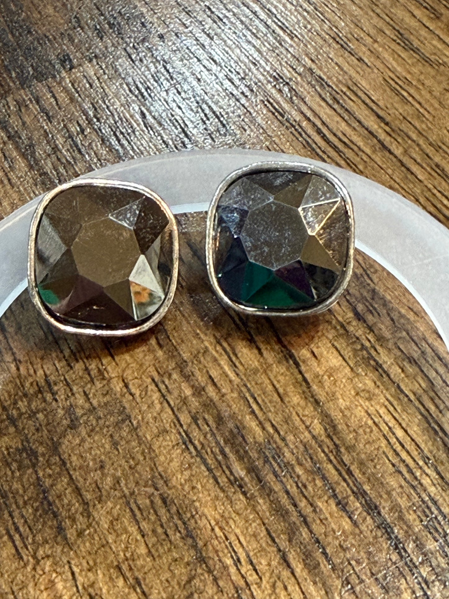 Cushion Cut Stone Earrings