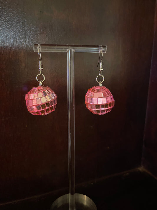 Pink Disco Ball Earrings