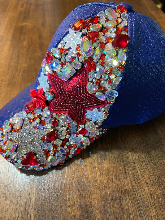 Red White and Blue Bling Cap