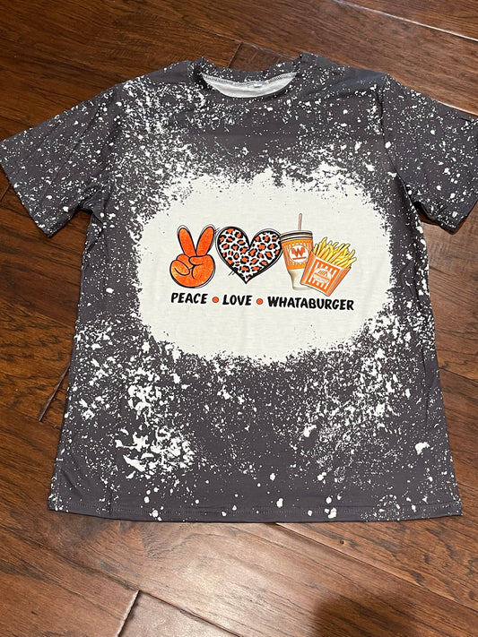 Peace Love Whataburger Faux Bleached Tee