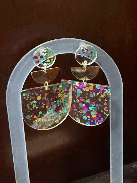 Multi Color Glitter Earrings