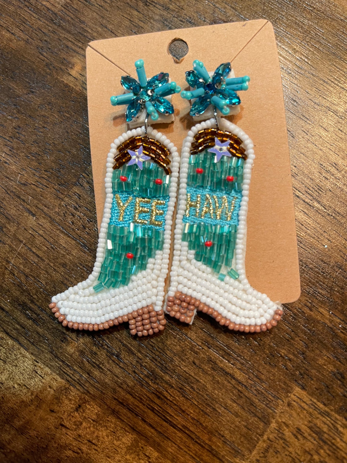 Yee Haw Turquoise Boot Beaded Earring