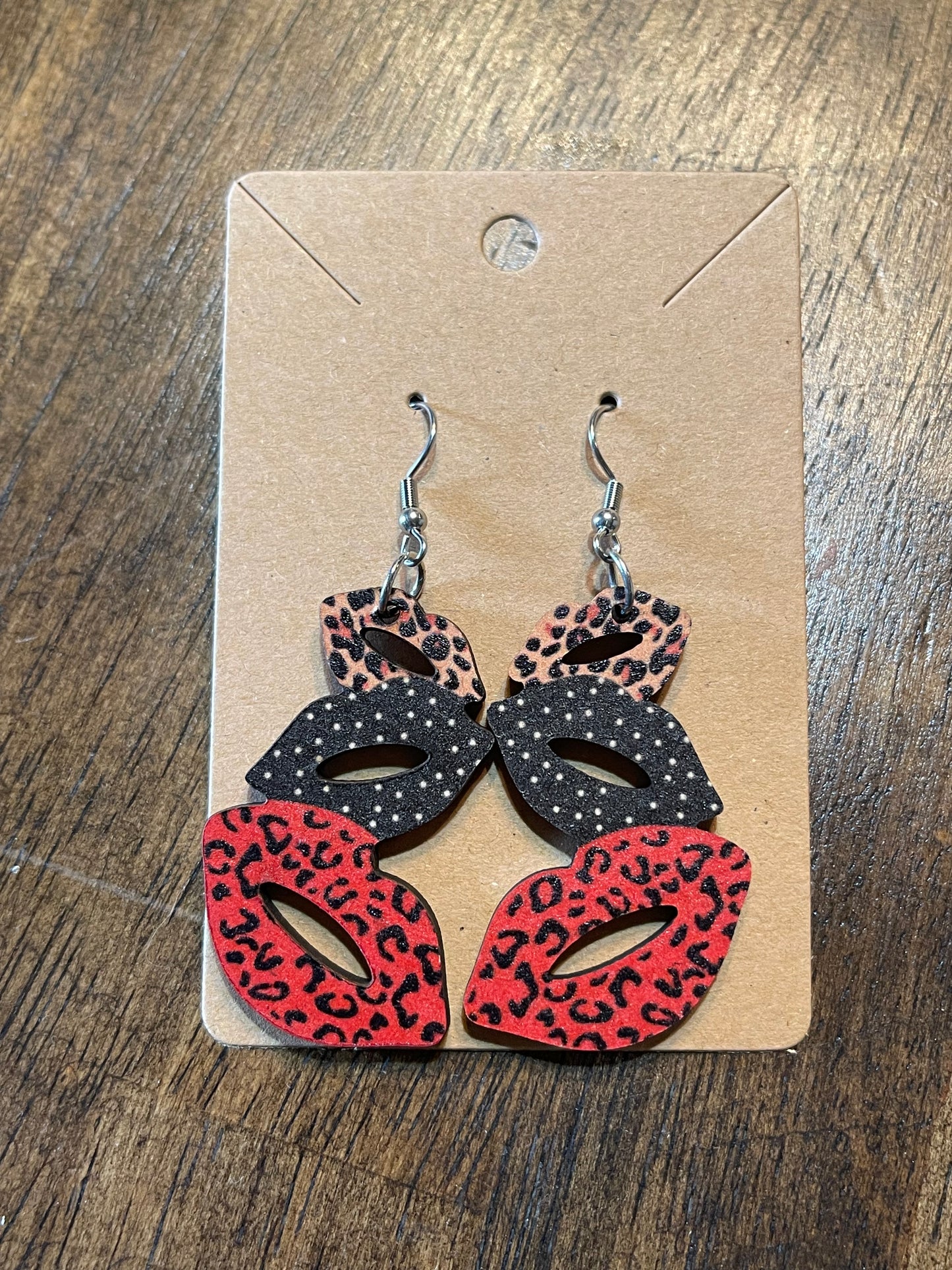 Leopard Stacked Lips Earrings