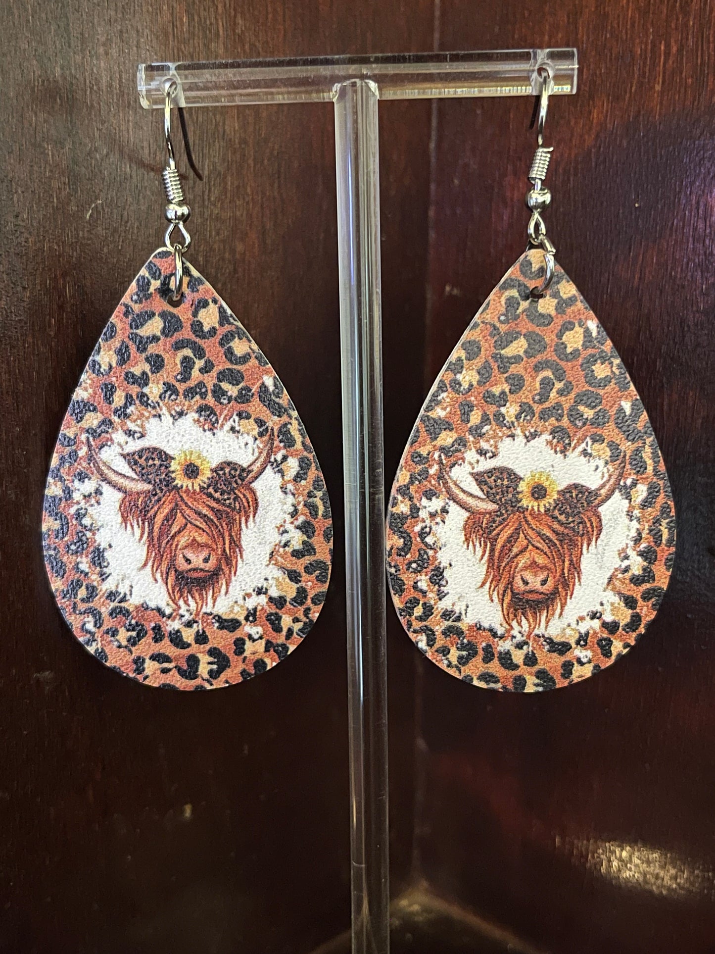 Highland Cow Leopard Earrings