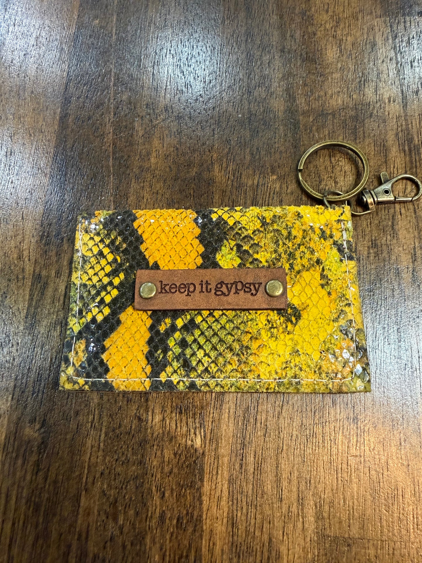 Keep It Gypsy Becca Yellow Snake Print Card Holder