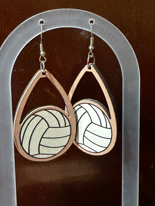 Volleyball Wood Earrings