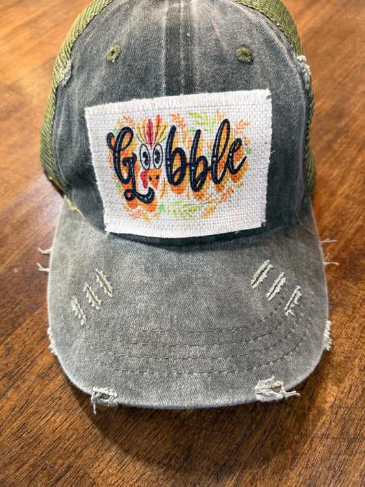 Green Ponytail Trucker Cap with Gobble Patch
