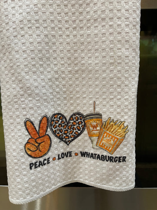 Peace Love Whataburger Waffle Kitchen Towel