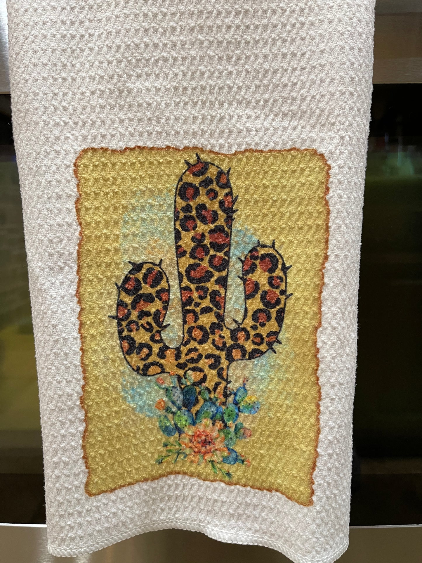 Leopard Cactus Waffle Kitchen Towel