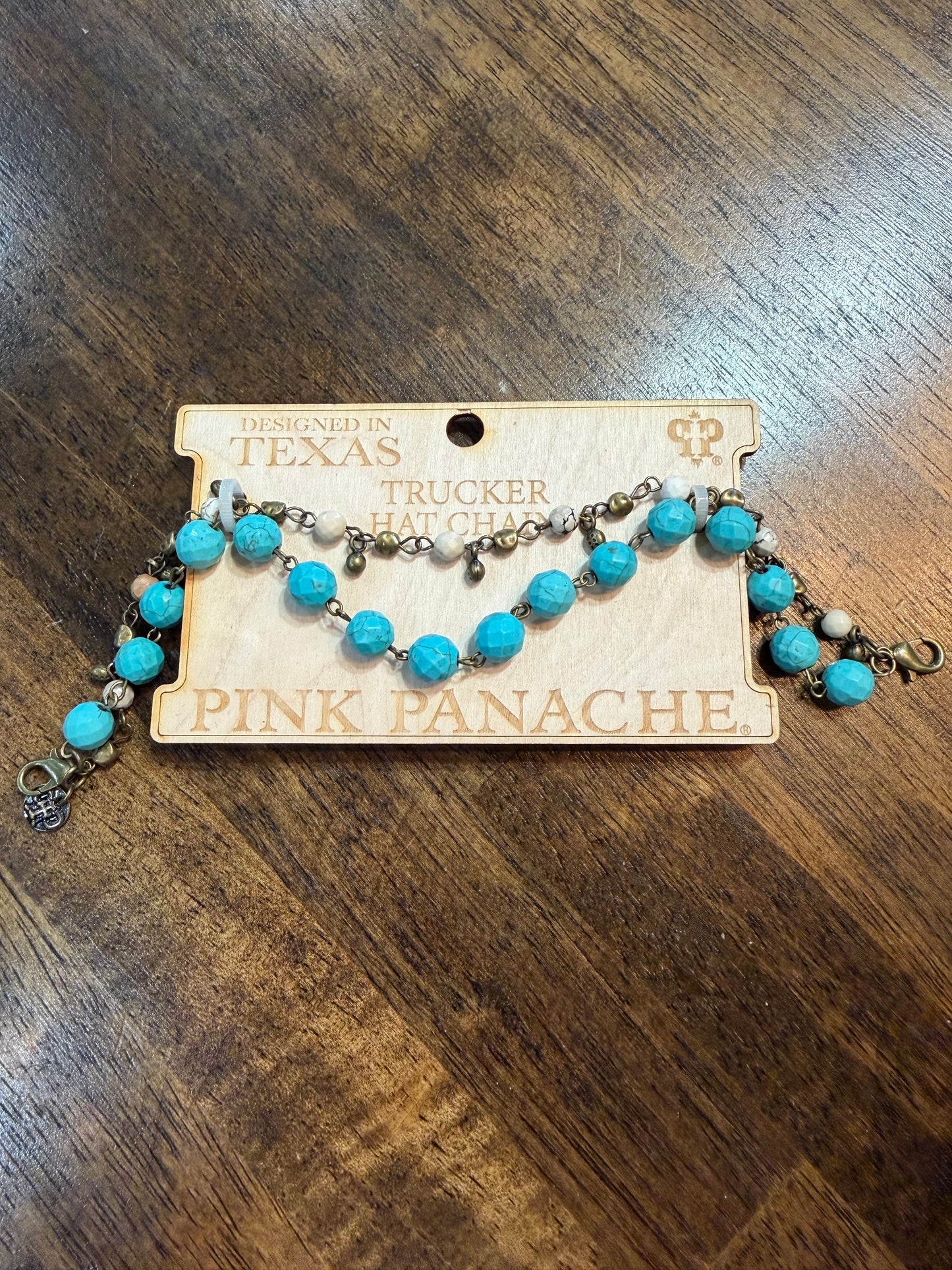 Pink Panache Turquoise & Pearl Layered Trucker Hat Chain