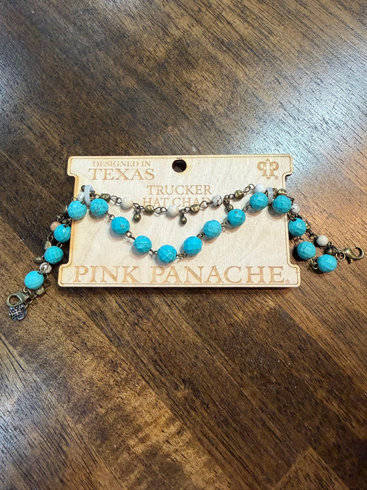 Pink Panache Turquoise & Pearl Layered Trucker Hat Chain