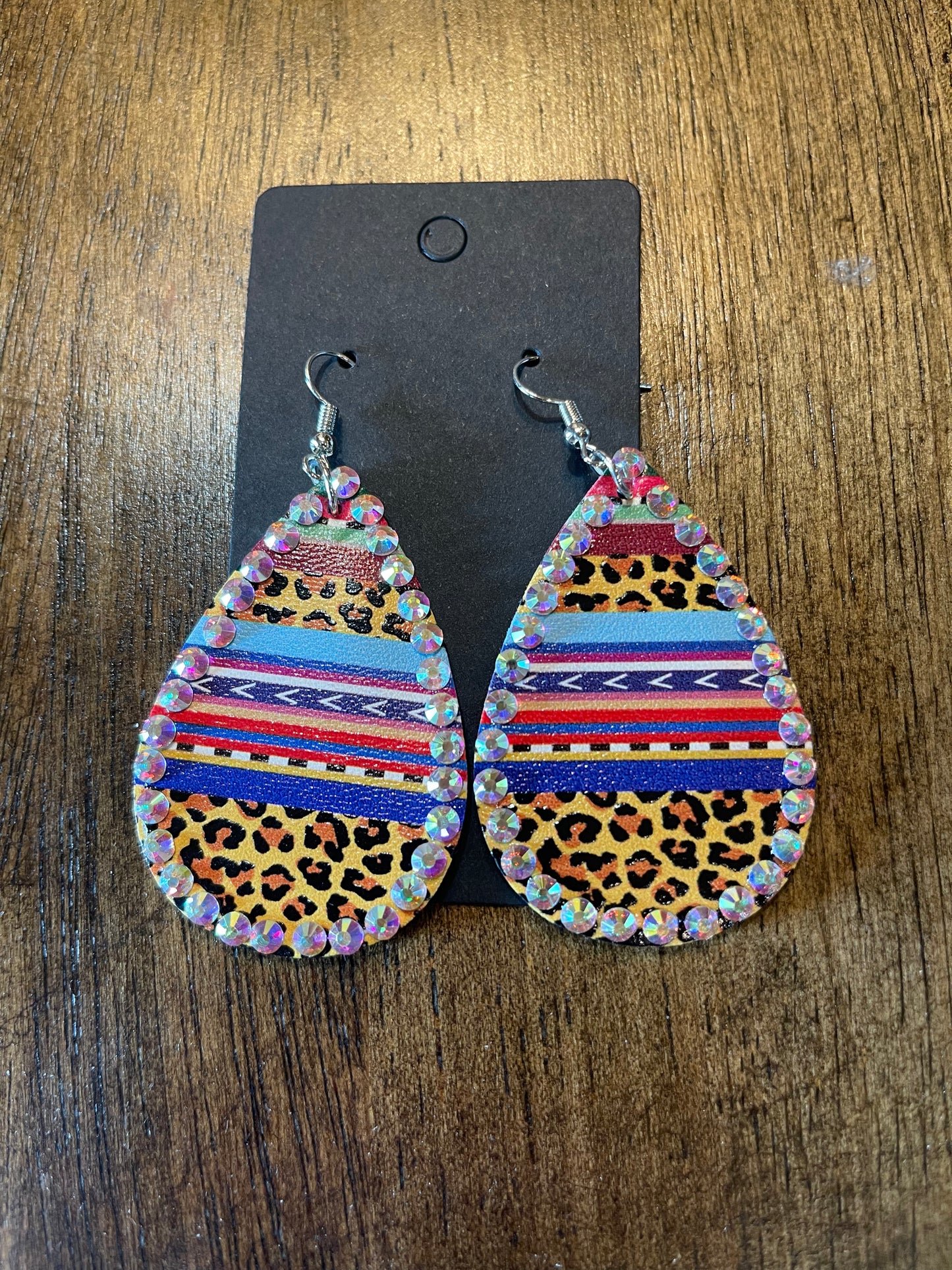 Leopard and Serape Earrings with AB Crystals