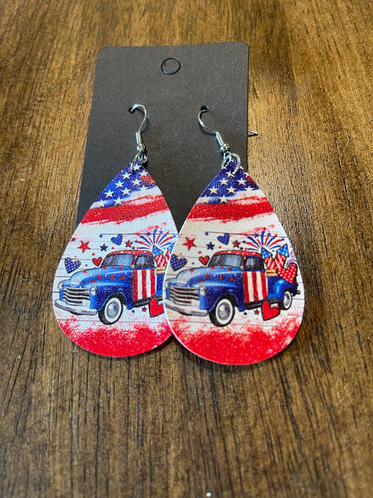 July 4th Truck Earrings