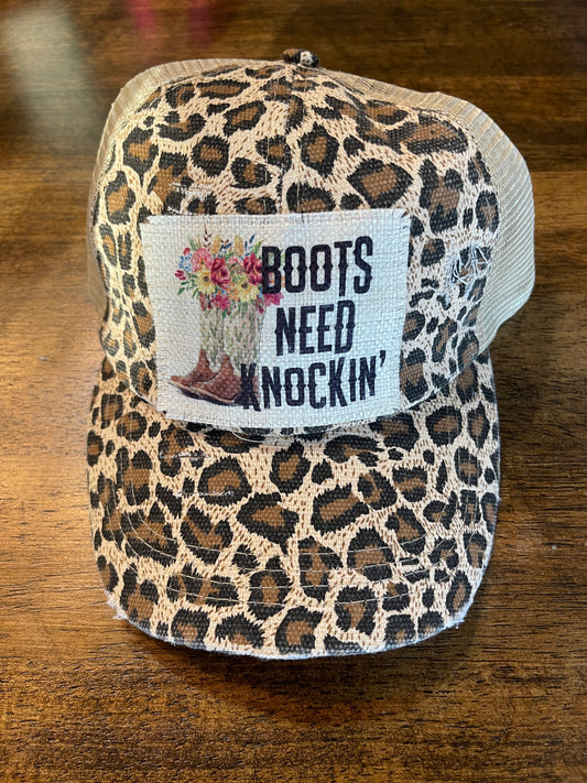 Boots Need Knockin’ Leopard Ponytail Cap