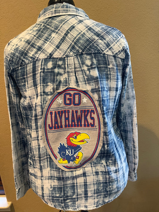 Blue Bleached Plaid Small Kansas Jayhawks