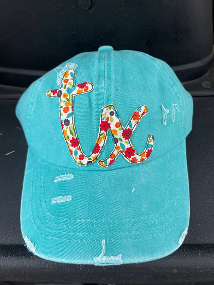 Women’s Turquoise Distressed Texas Cap