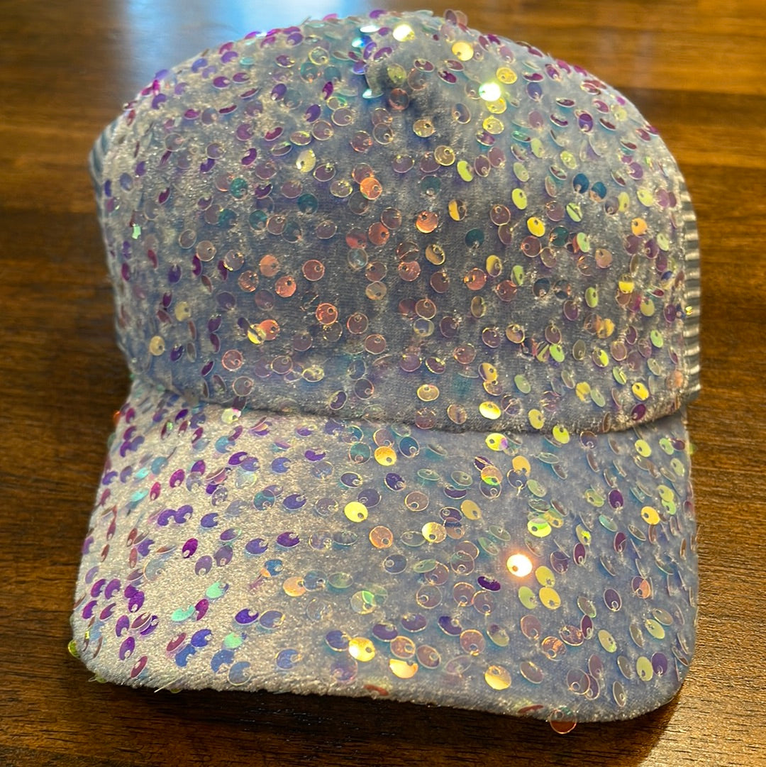 Women’s Blue Sequin Trucker Cap